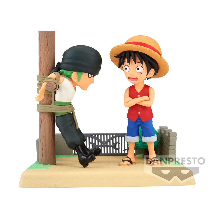 Figura Monkey D Luffy e Roronoa Zoro Log Stories One Piece 7cm
