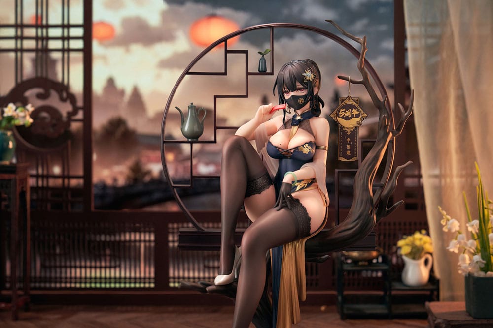 Statua in PVC originale 1/7 del personaggio Xiami China Dress Genboku Ver. 26 centimetri