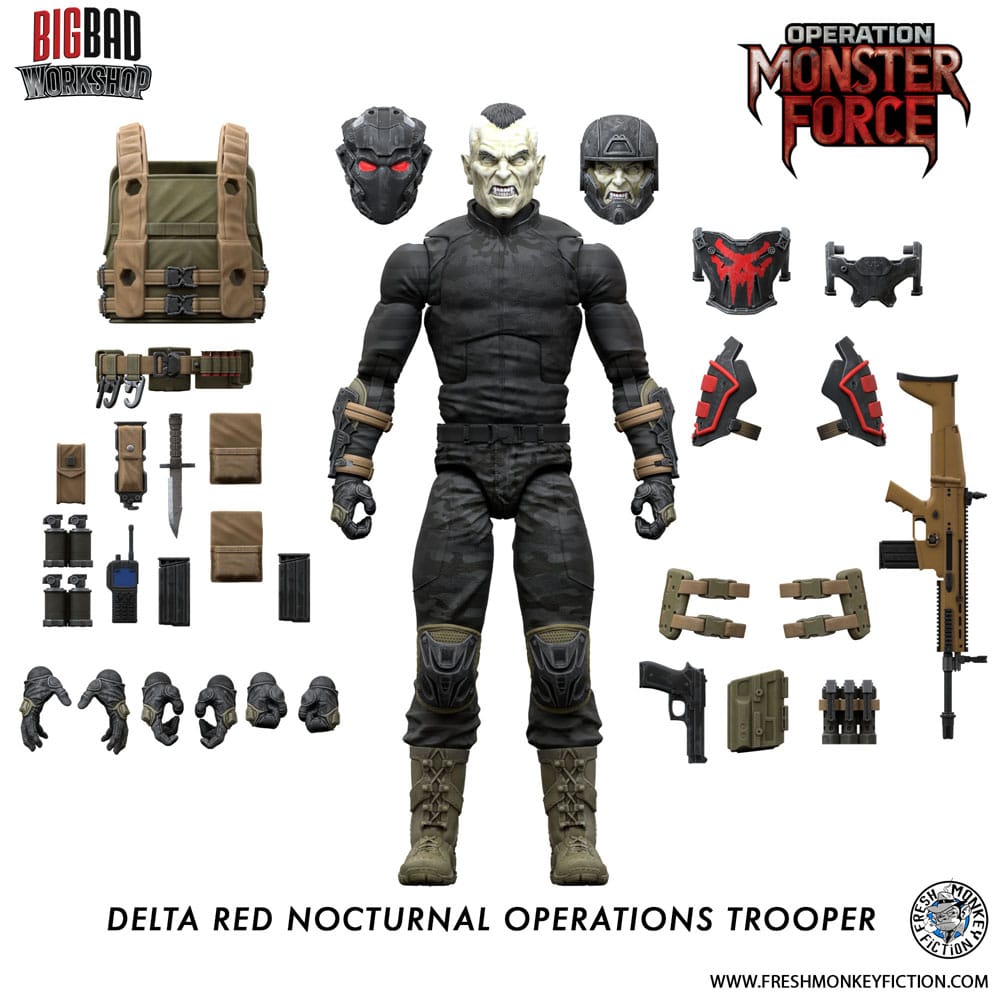 Operazione: Monster Force Action Figure 1/12 Delta Red Nocturnal Operations Trooper 15 cm