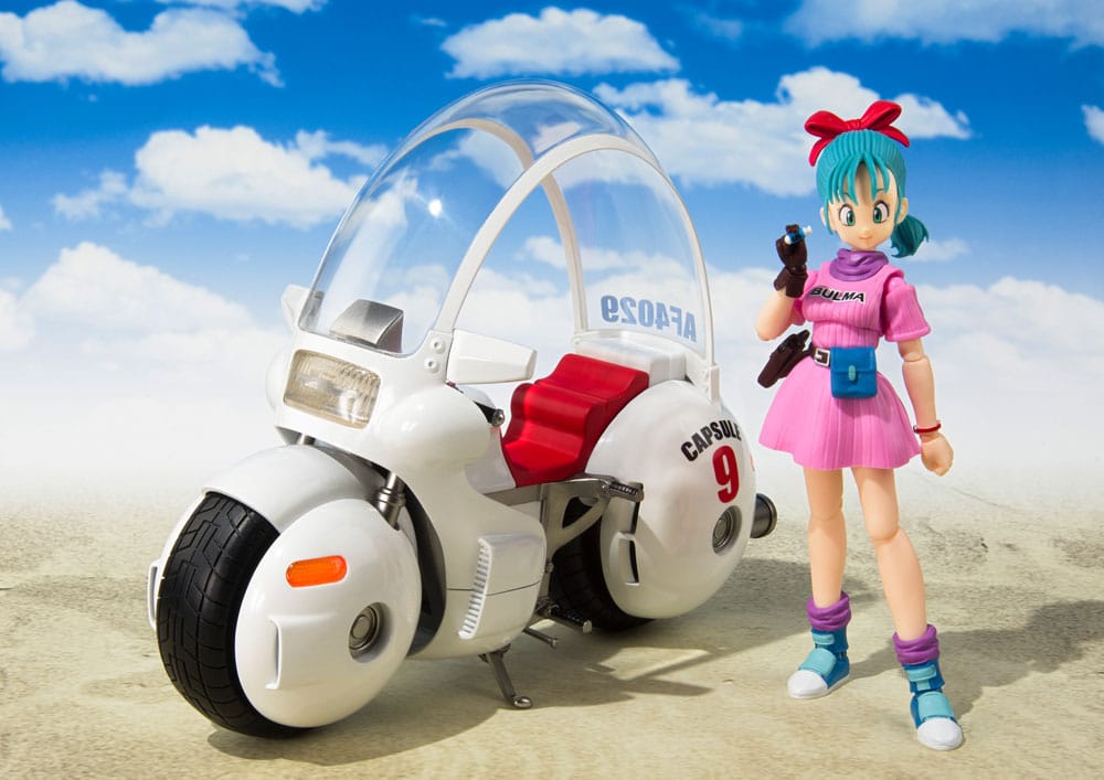 Dragon Ball SH Figuarts Vehicle with Figure Bulma's Motorcycle Hoipoi Capsule No. 9 17 cm