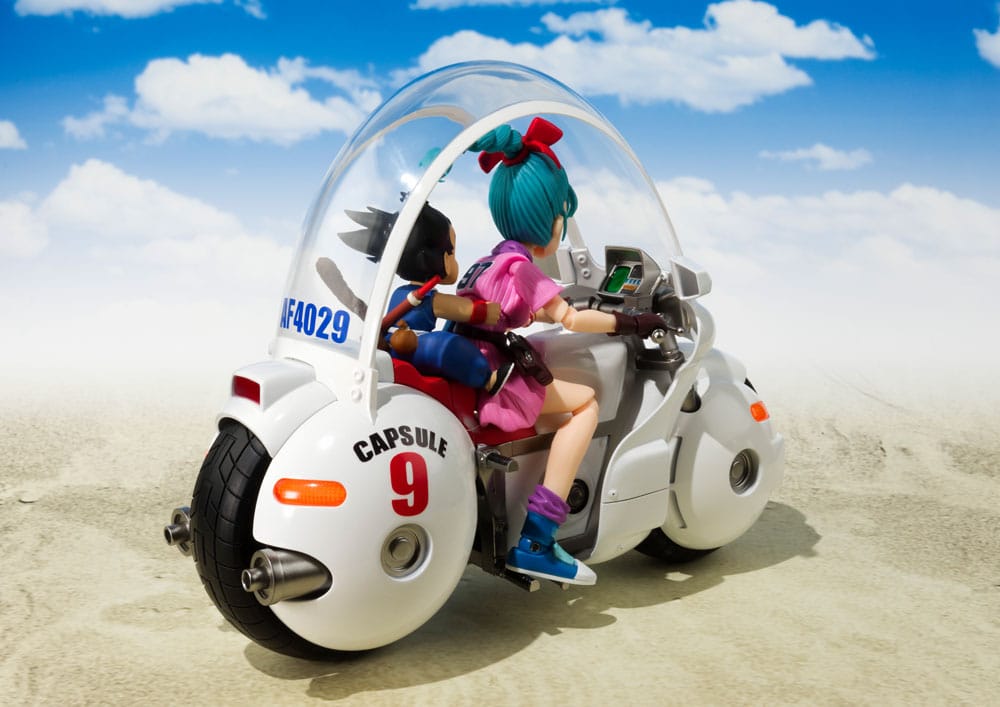 Dragon Ball SH Figuarts Vehicle with Figure Bulma's Motorcycle Hoipoi Capsule No. 9 17 cm