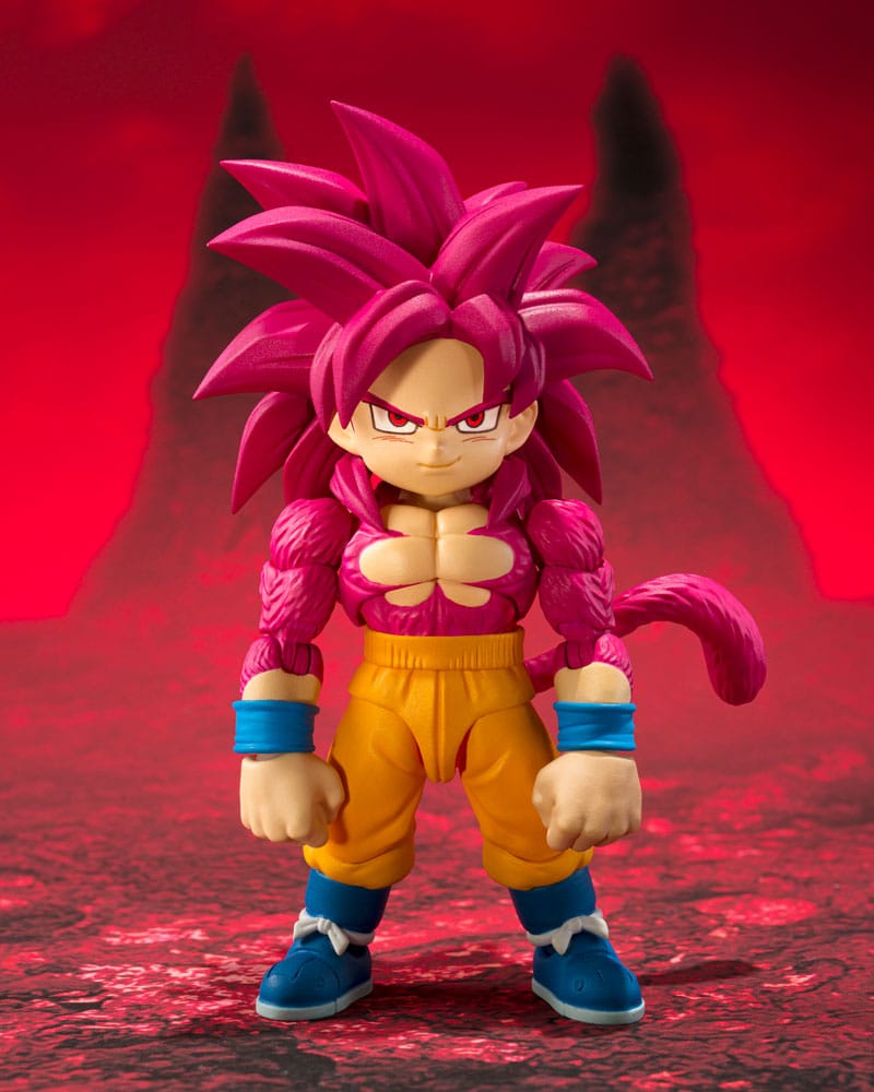Dragon Ball Daima SH Figuarts Action Figure Super Saiyan Livello 4 Son Goku (mini) 8 cm