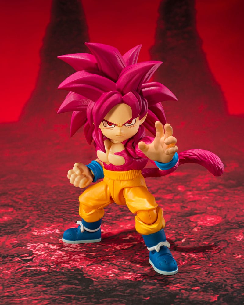 Dragon Ball Daima SH Figuarts Action Figure Super Saiyan Livello 4 Son Goku (mini) 8 cm