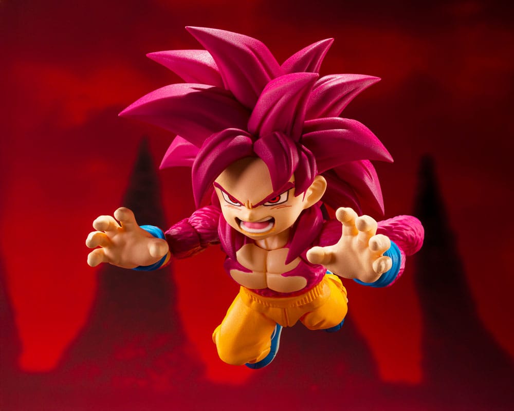 Dragon Ball Daima SH Figuarts Action Figure Super Saiyan Livello 4 Son Goku (mini) 8 cm
