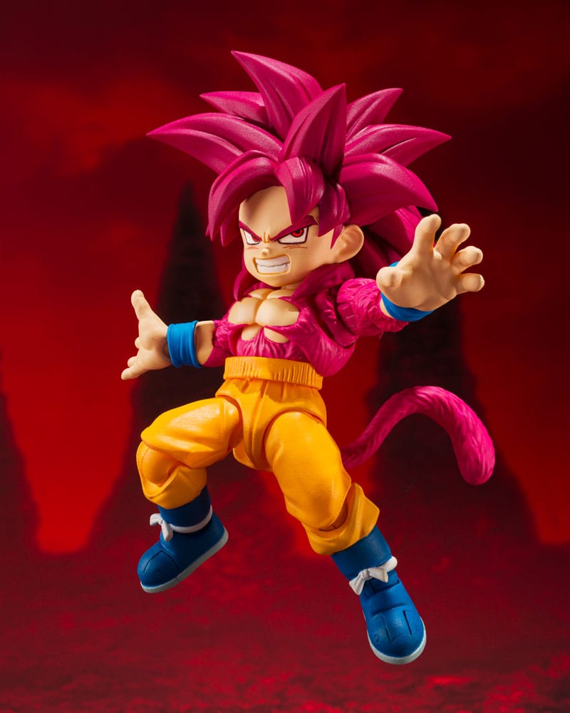 Dragon Ball Daima SH Figuarts Action Figure Super Saiyan Livello 4 Son Goku (mini) 8 cm