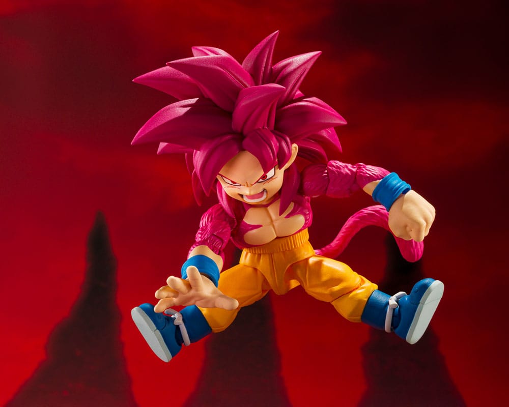 Dragon Ball Daima SH Figuarts Action Figure Super Saiyan Livello 4 Son Goku (mini) 8 cm