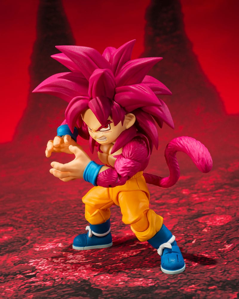 Dragon Ball Daima SH Figuarts Action Figure Super Saiyan Livello 4 Son Goku (mini) 8 cm