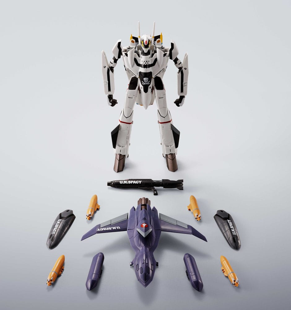 Macross 7 Hi-Metal R Action Figure VF-0S Phoenix (Roy Focker Use) & QF-2200D-B Ghost Set 14 cm