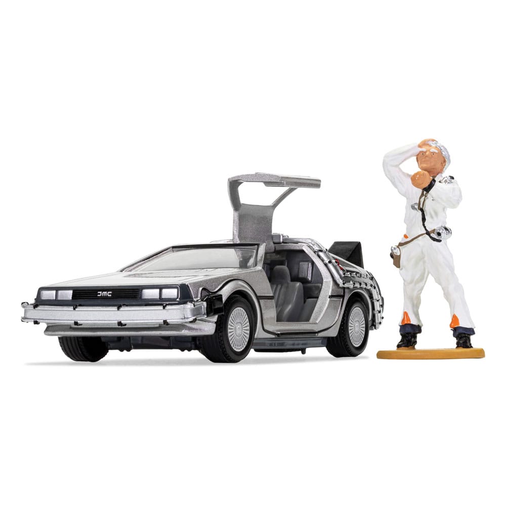 Back to the Future Diecast Model 1/36 DeLorean and Doc Brown Figure