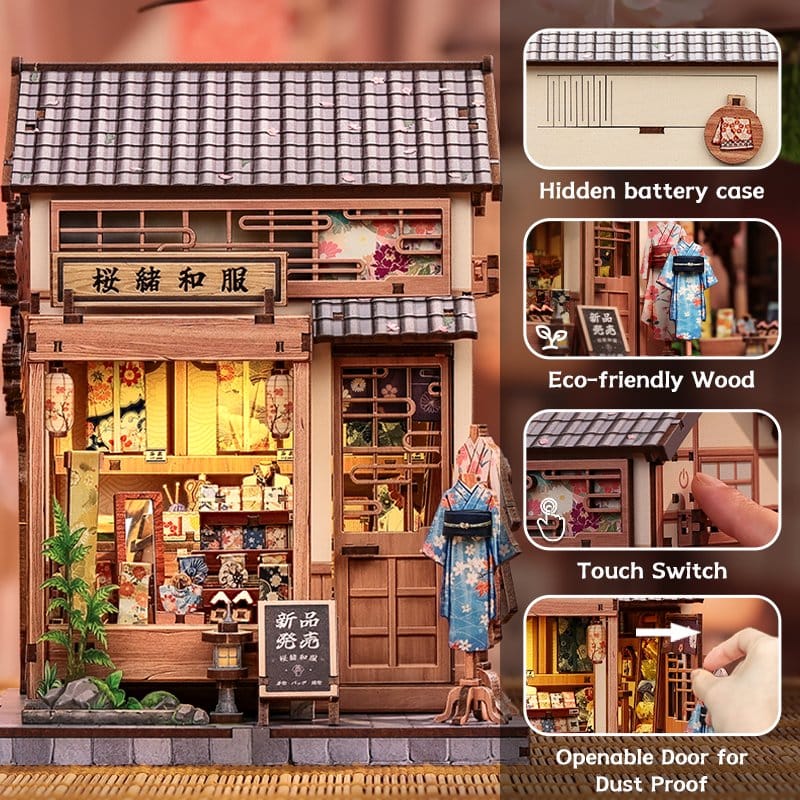 Miniature House Model Kit Sakura O Kimono Shop 19 x 14 cm