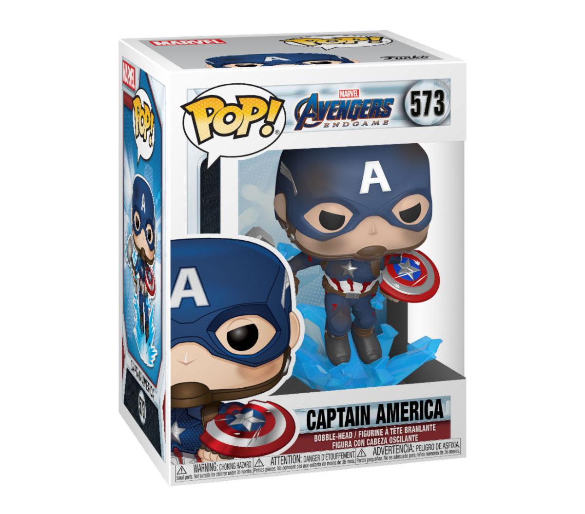 Avengers: Endgame POP! Movies Vinyl Figure Captain America w/Broken Shield &amp; Mjölnir 9 cm