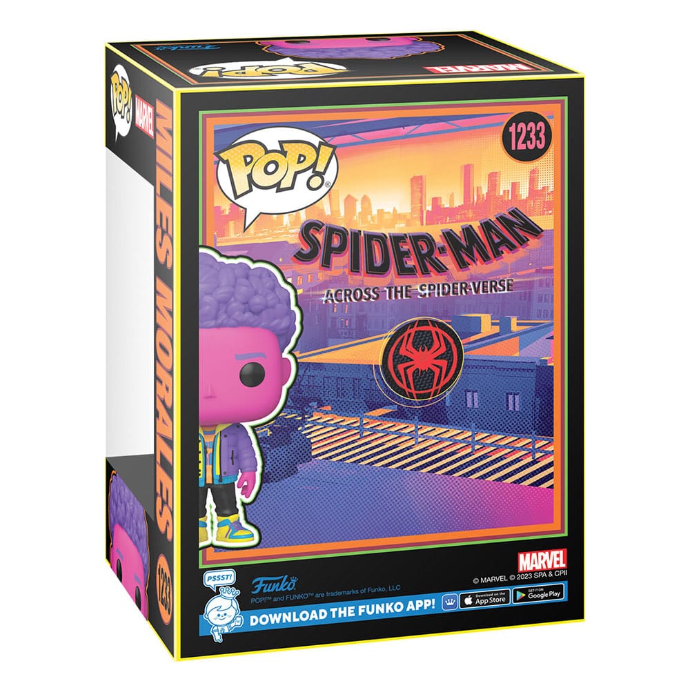Spider-Man: Across the Spider-Verse POP! Figura in vinile Marvel Miles Morales (BLKLT) Edizione esclusiva 9 cm