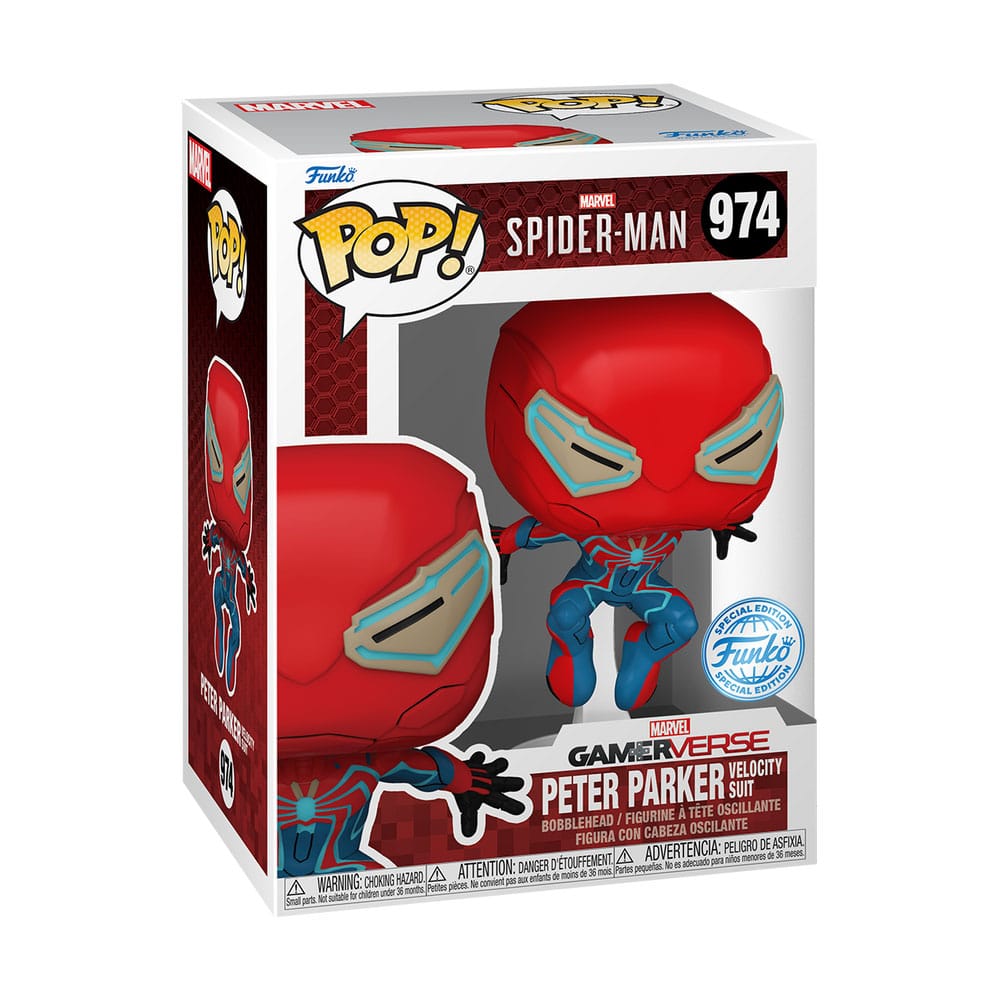 Spider-Man 2 POP! Figura in vinile di Games Velocity Suit esclusiva 9 cm