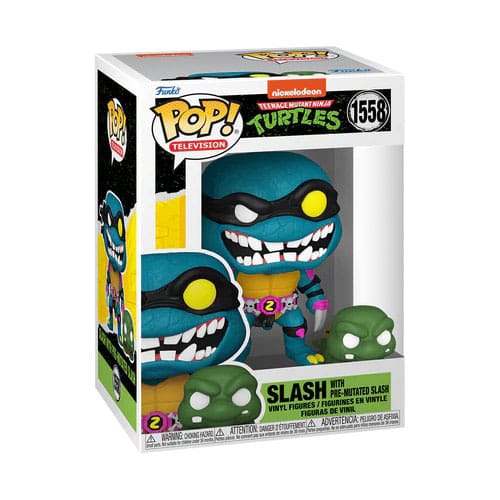 Tartarughe Ninja POP e Buddy! Figura in vinile del film Slash e Pre-mutato, tartaruga Slash 9 cm