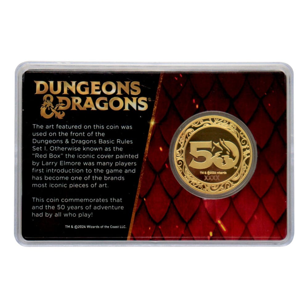 Dungeons & Dragons Collectable Coin 50th Anniversary with Color Print 24k Gold Plated Edition 4 cm