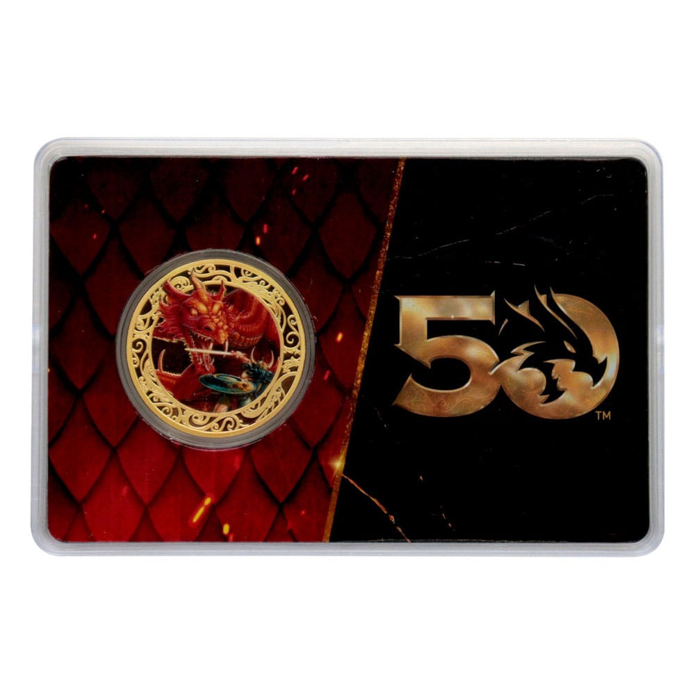 Dungeons & Dragons Collectable Coin 50th Anniversary with Color Print 24k Gold Plated Edition 4 cm