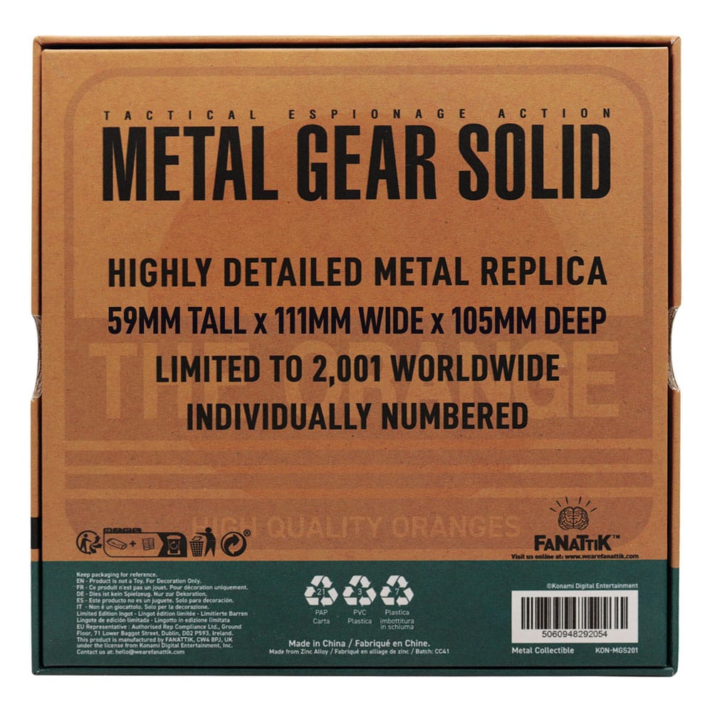 Scatola di cartone replica di Metal Gear Solid 2