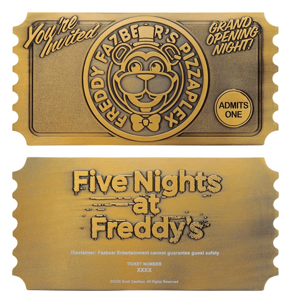 Five Nights at Freddy’s Replica Pizzaplex Opening Night Ticket Limited Edition 16 x 8 cm