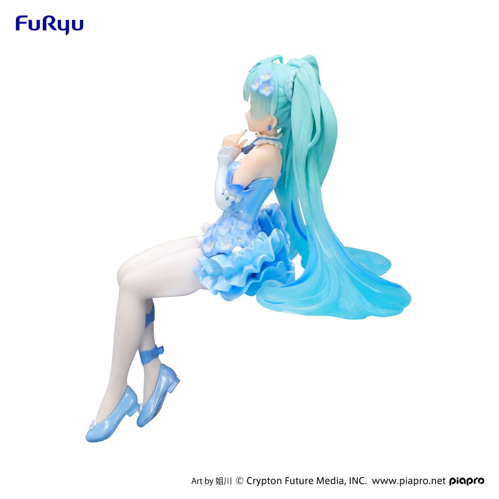 Statua in PVC di Hatsune Miku Noodle Stopper, fata dei fiori, Nemophila Pail, colore blu. 15 centimetri