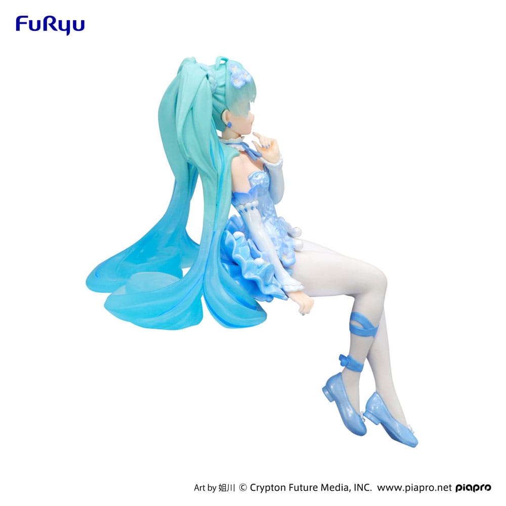 Statua in PVC di Hatsune Miku Noodle Stopper, fata dei fiori, Nemophila Pail, colore blu. 15 centimetri
