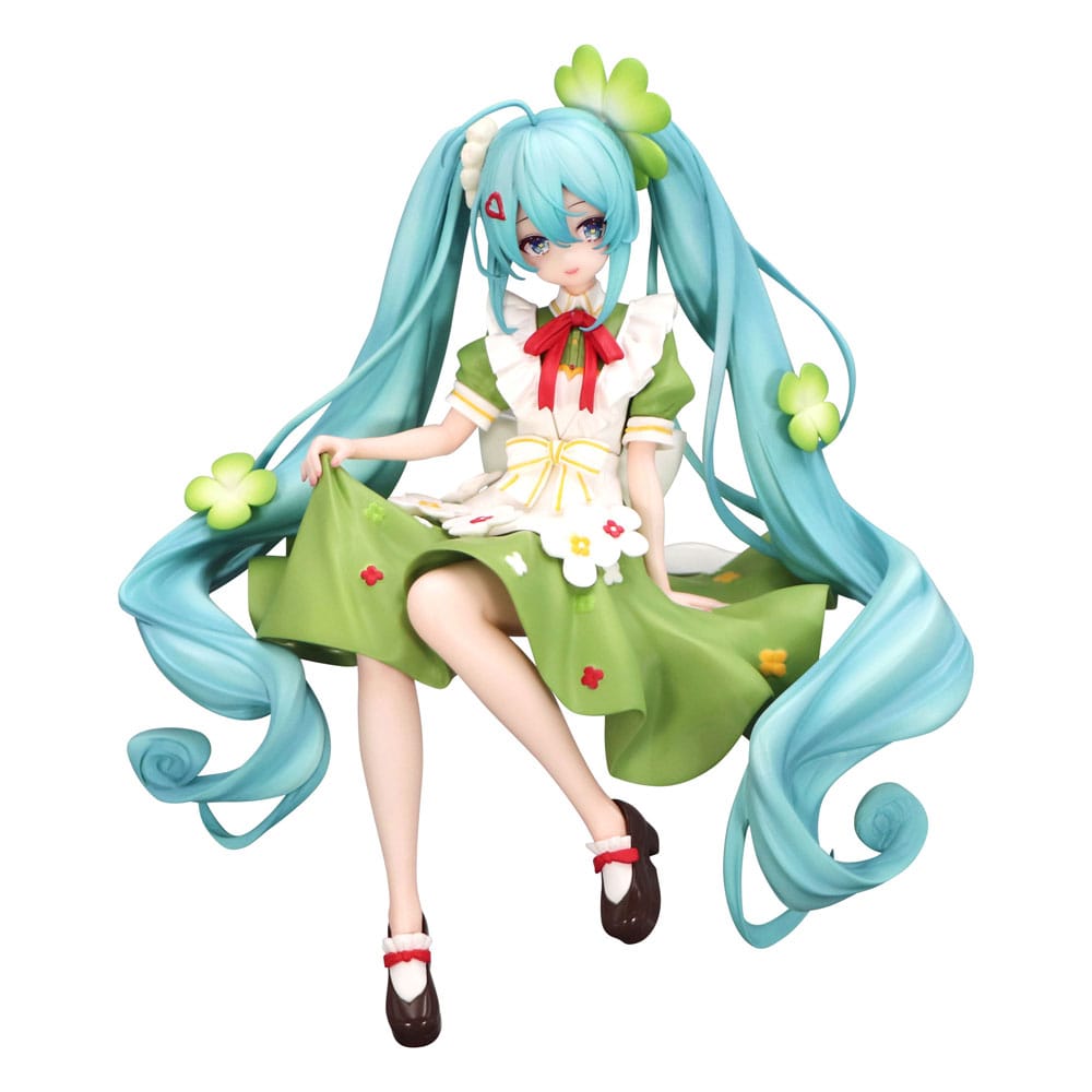 Statua in PVC di Hatsune Miku Noodle Stopper, fata dei fiori, trifoglio, 15 cm