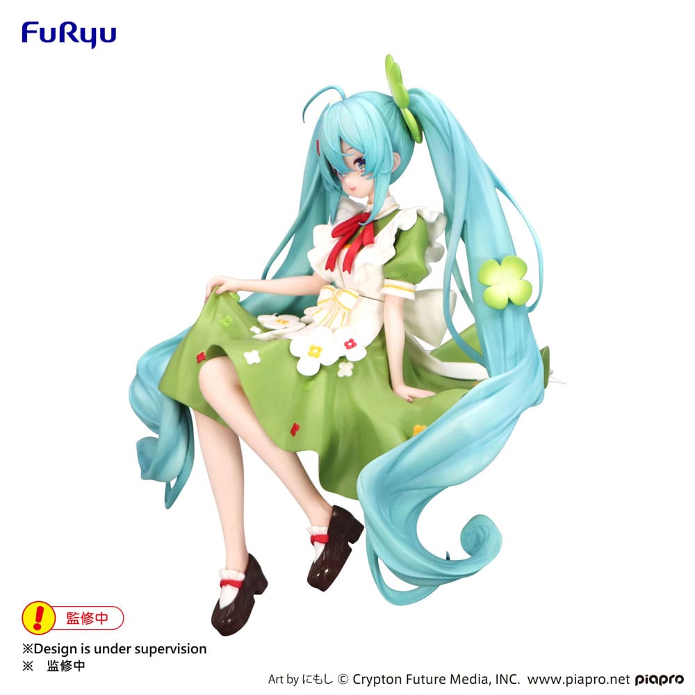 Statua in PVC di Hatsune Miku Noodle Stopper, fata dei fiori, trifoglio, 15 cm