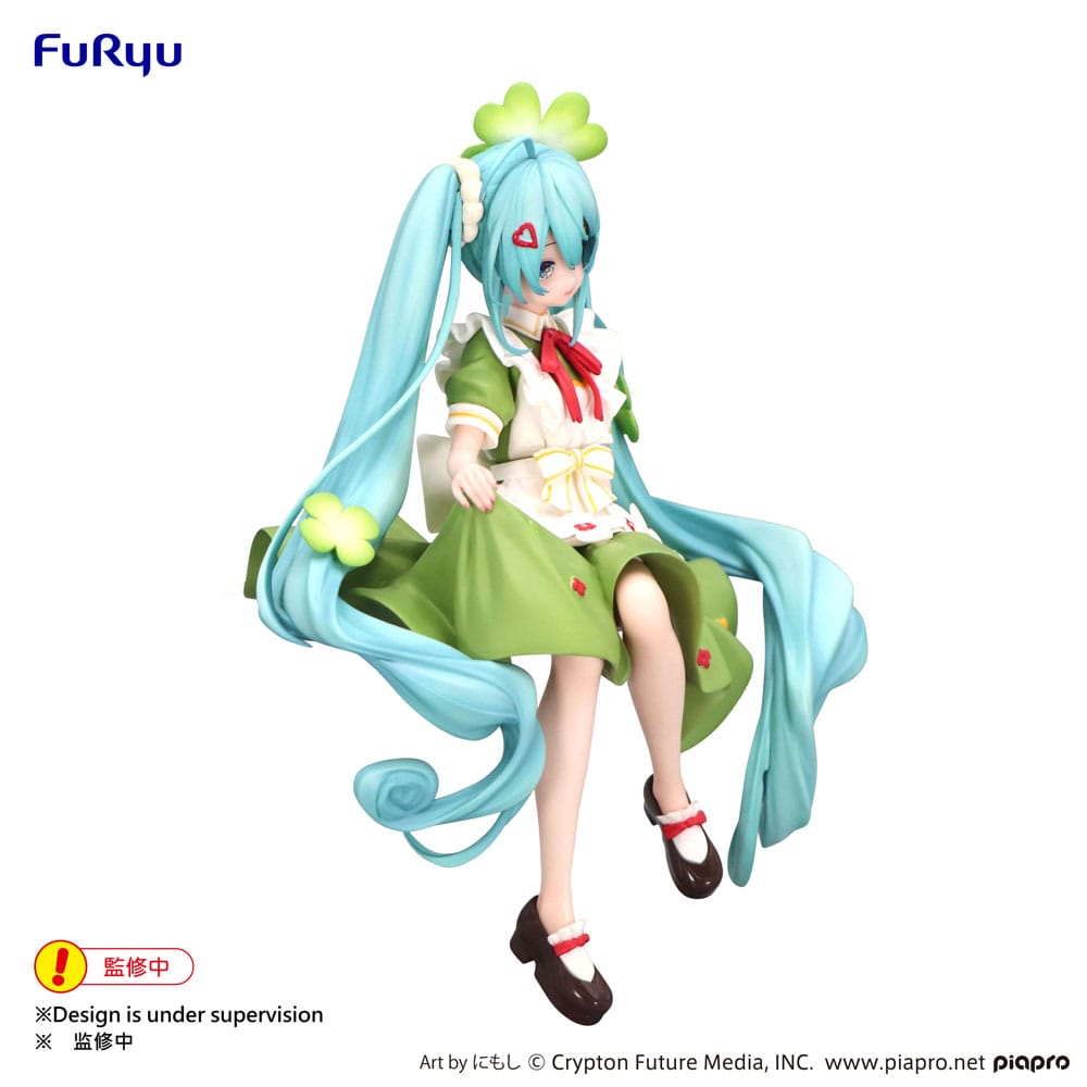 Statua in PVC di Hatsune Miku Noodle Stopper, fata dei fiori, trifoglio, 15 cm