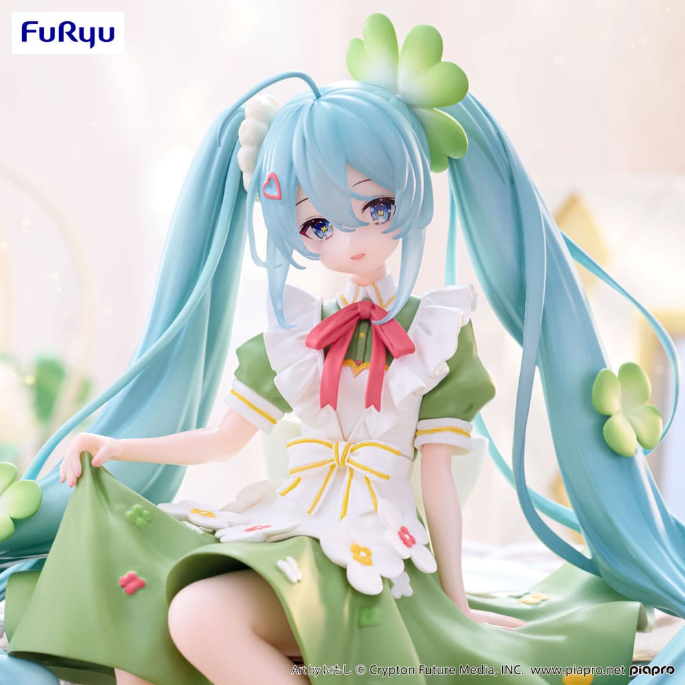 Statua in PVC di Hatsune Miku Noodle Stopper, fata dei fiori, trifoglio, 15 cm