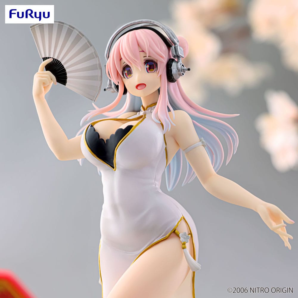 Super Sonico Trio-Try-iT PVC Statue White China Dress Ver. 21 cm