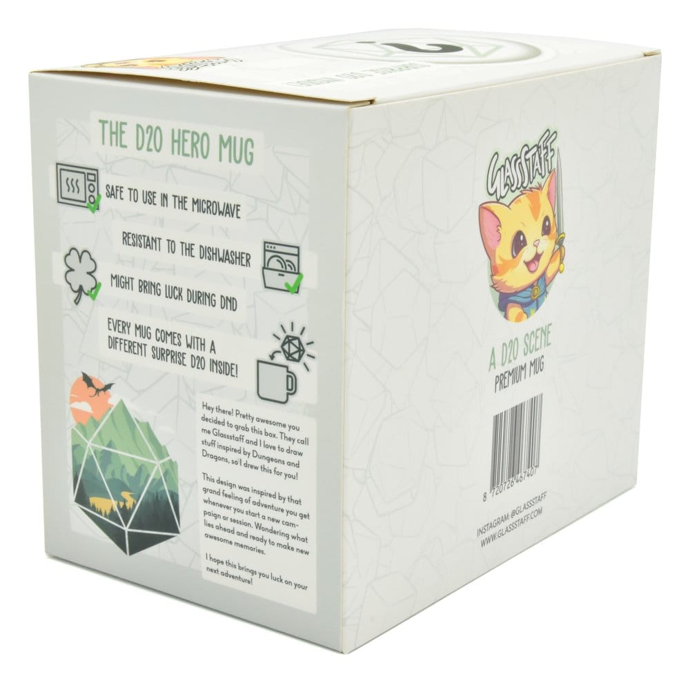 Glassstaff Gift Set Mug & Dice D20 A D20 Scene