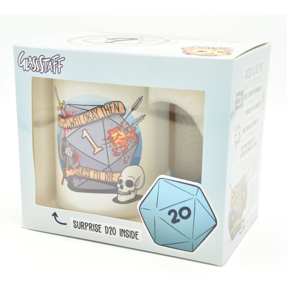 Glassstaff Gift Set Mug & Dice D20 Guess I'll Die