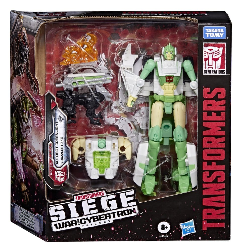 Transformers Generations War for Cybertron: Siege Deluxe Class Action Figure WFC-S15 Autobot Greenlight & Battle Masters Dazzlestrike 14 cm
