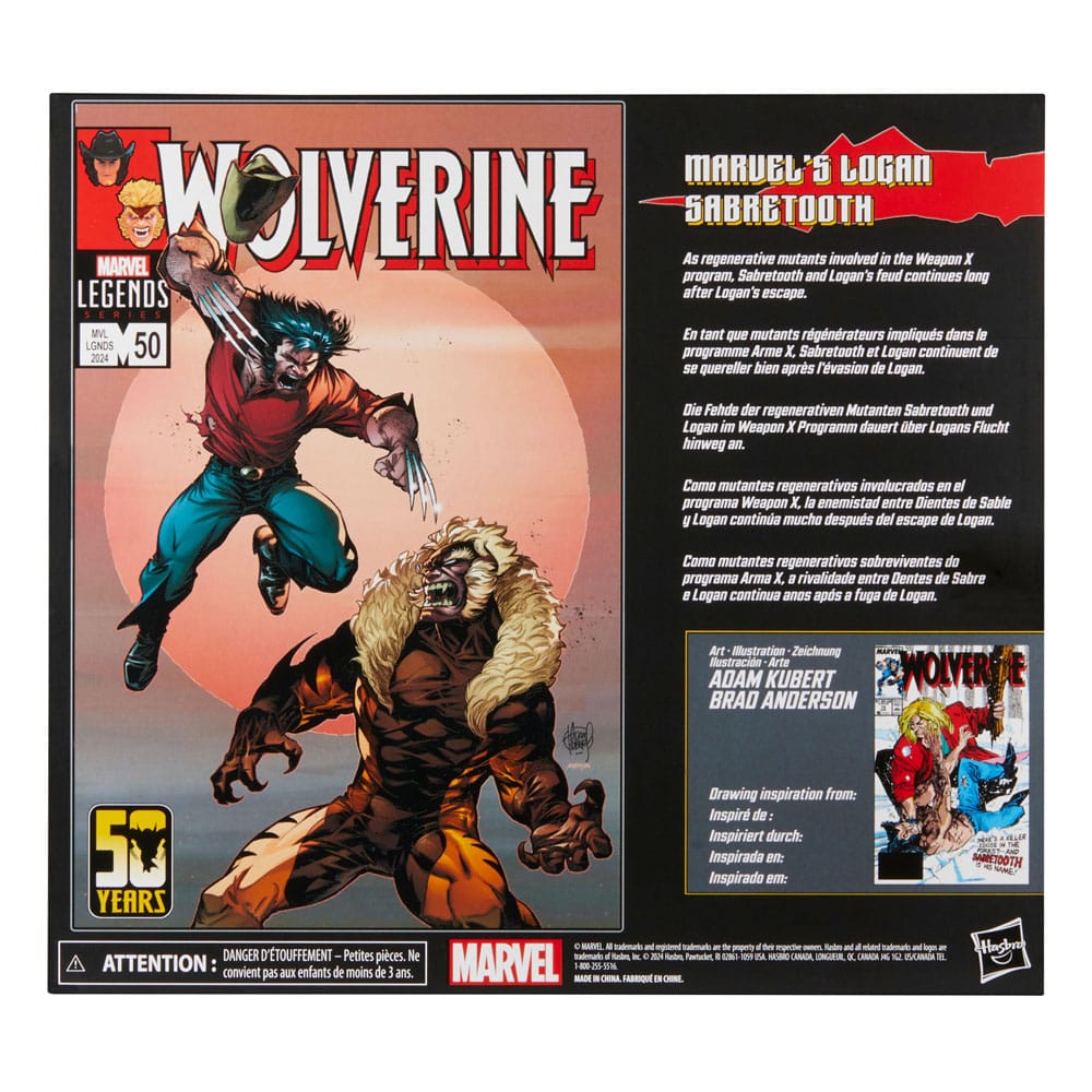 Wolverine 50th Anniversary Marvel Legends Action Figure 2-Pack Marvel's Logan & Sabretooth 15 cm
