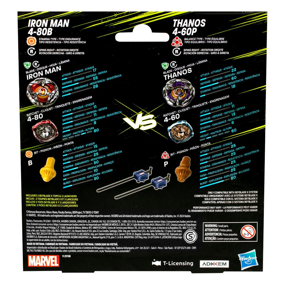Beyblade X Marvel Collab Iron Man 4-80B vs. Thanos 4-60P