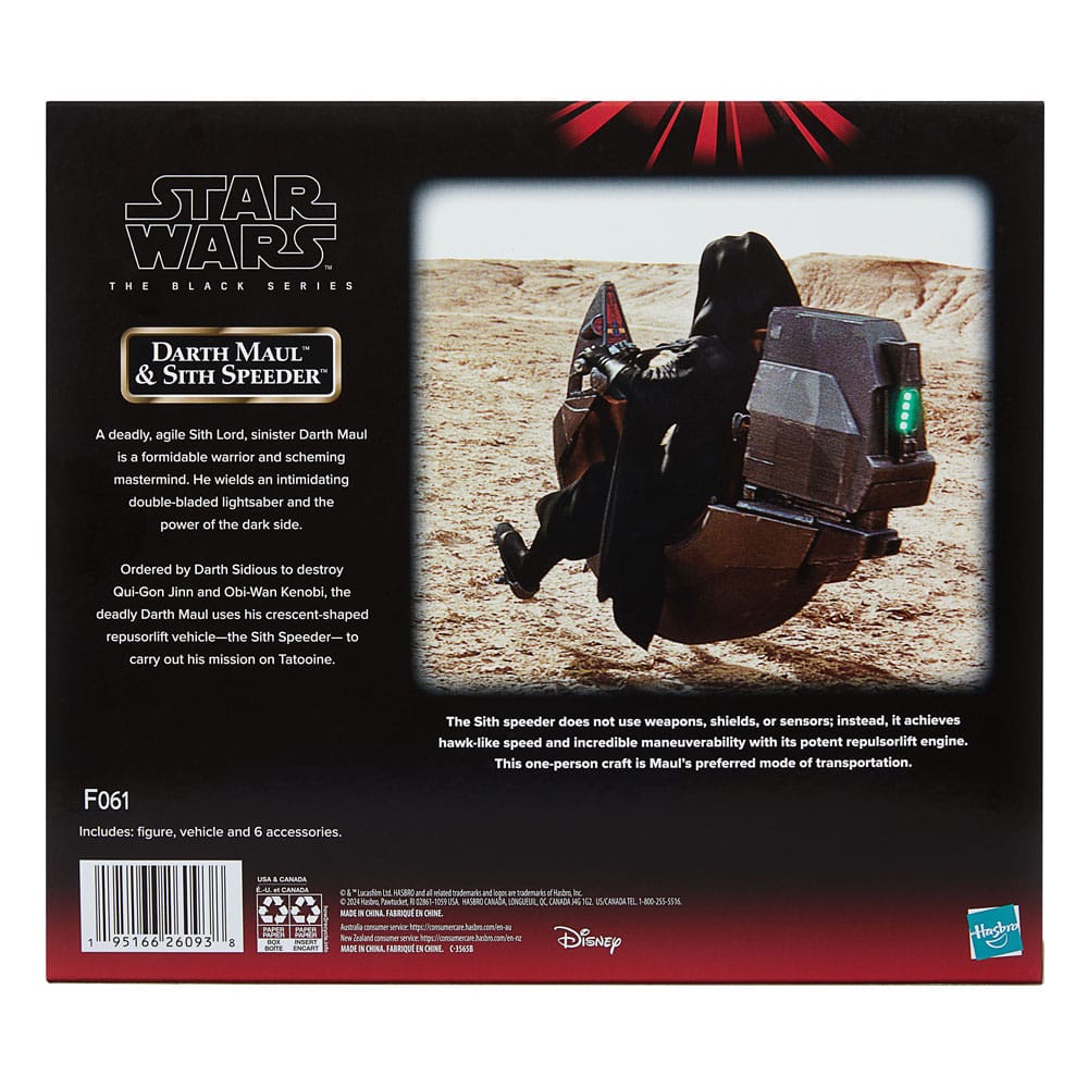 Star Wars Episode I Black Series Vehicle with Action Figure Darth Maul & Sith Speeder SDCC 2024