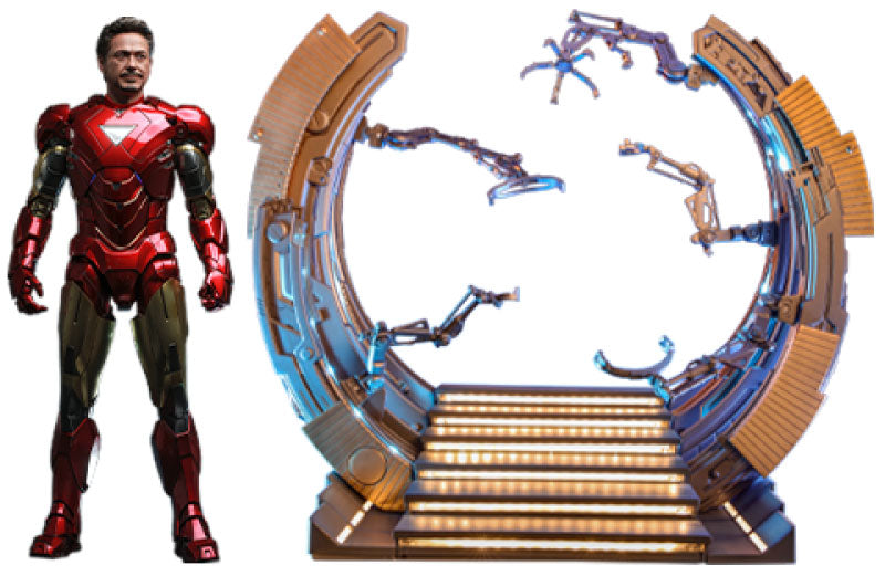 Action figure pressofusa Marvel The Avengers Movie Masterpiece 1/6 Iron Man Mark VI (2.0) con portale per la tuta, 32 cm