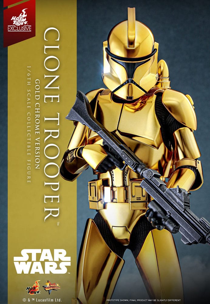Star Wars Action Figure 1/6 Clone Trooper (Versione Cromata Oro) Esclusiva 30 cm