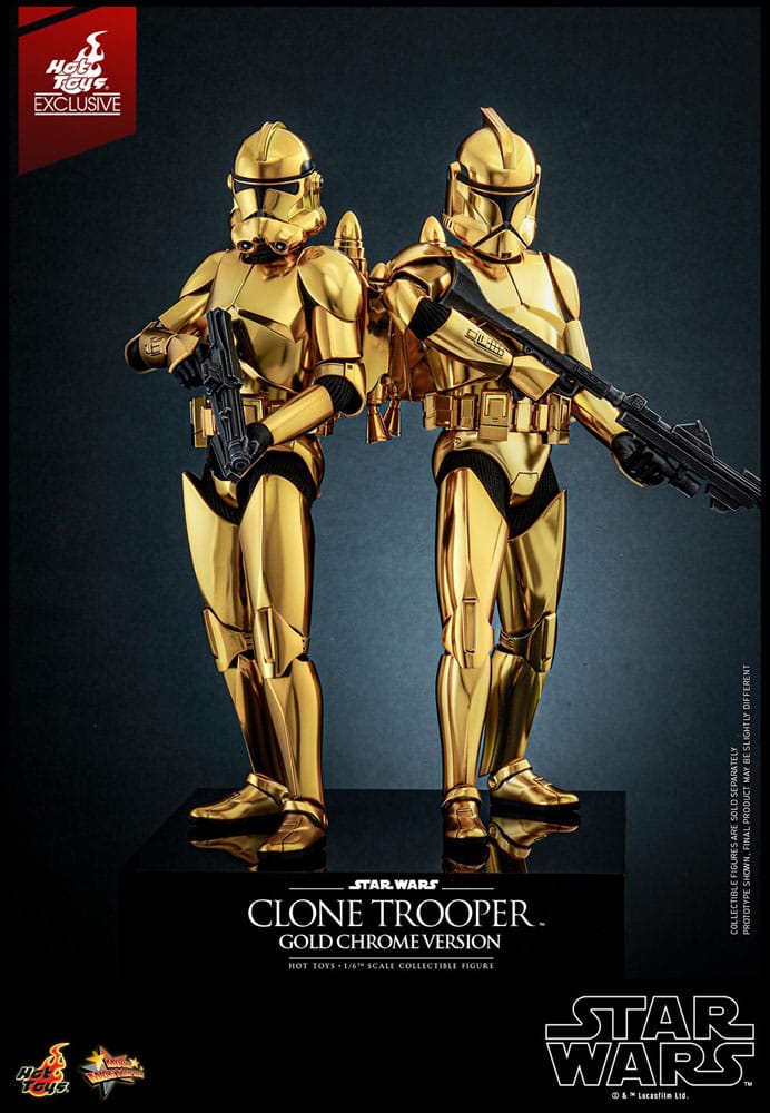 Star Wars Action Figure 1/6 Clone Trooper (Versione Cromata Oro) Esclusiva 30 cm