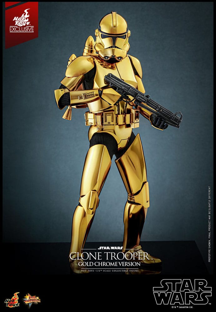 Star Wars Action Figure 1/6 Clone Trooper (Versione Cromata Oro) Esclusiva 30 cm