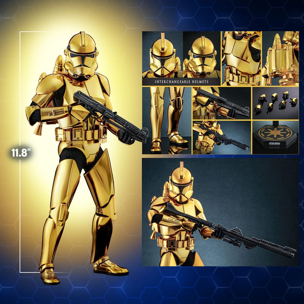 Star Wars Action Figure 1/6 Clone Trooper (Versione Cromata Oro) Esclusiva 30 cm