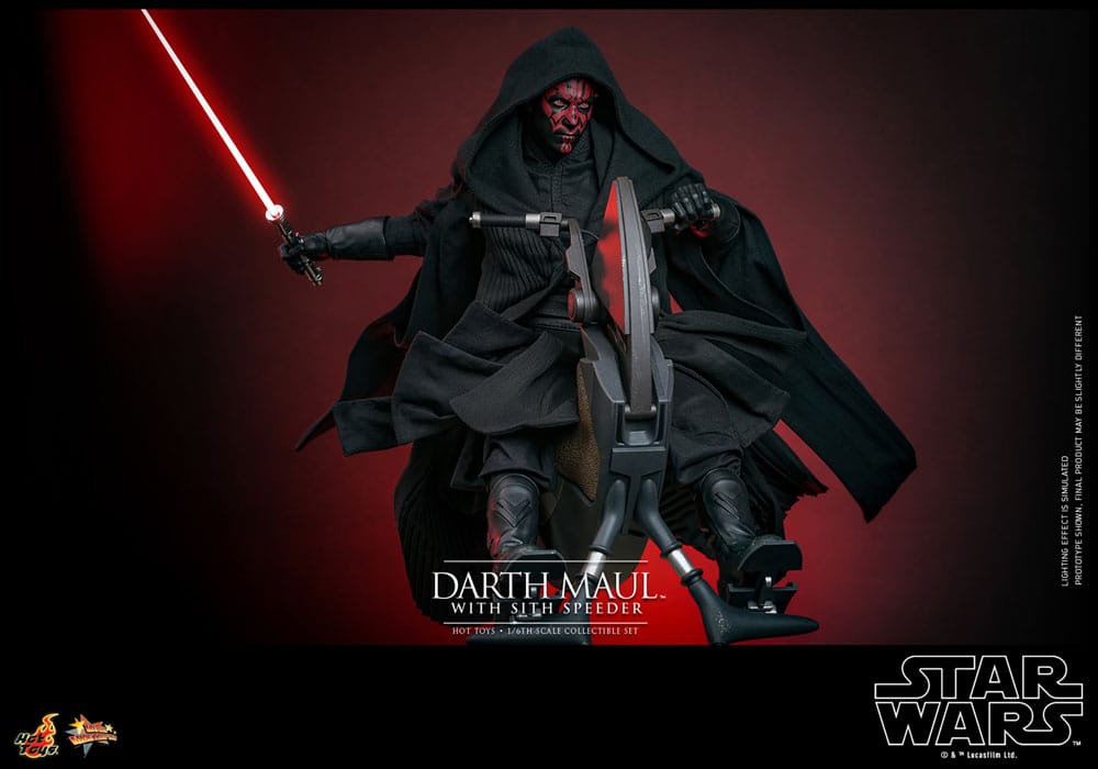Star Wars Episodio I - Capolavoro del film - Action figure 1/6 di Darth Maul con Sith Speeder, 29 cm
