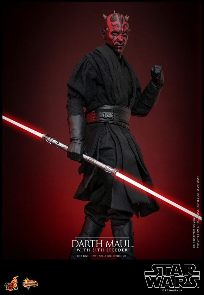 Star Wars Episodio I - Capolavoro del film - Action figure 1/6 di Darth Maul con Sith Speeder, 29 cm