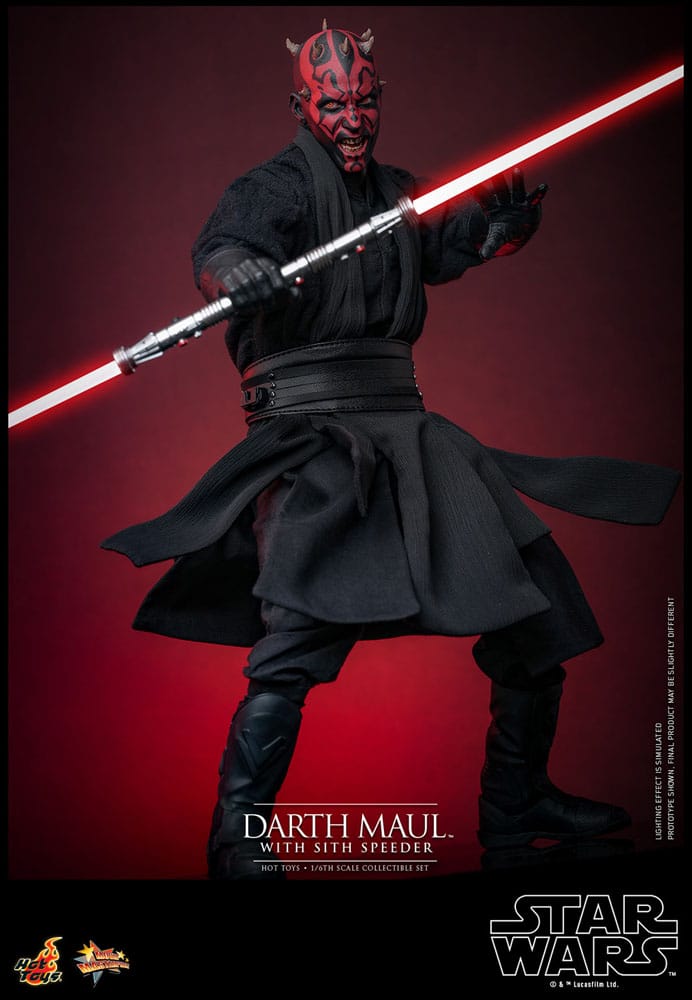Star Wars Episodio I - Capolavoro del film - Action figure 1/6 di Darth Maul con Sith Speeder, 29 cm