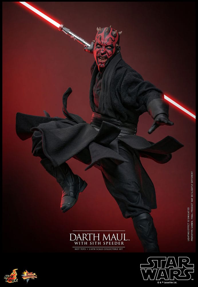 Star Wars Episodio I - Capolavoro del film - Action figure 1/6 di Darth Maul con Sith Speeder, 29 cm