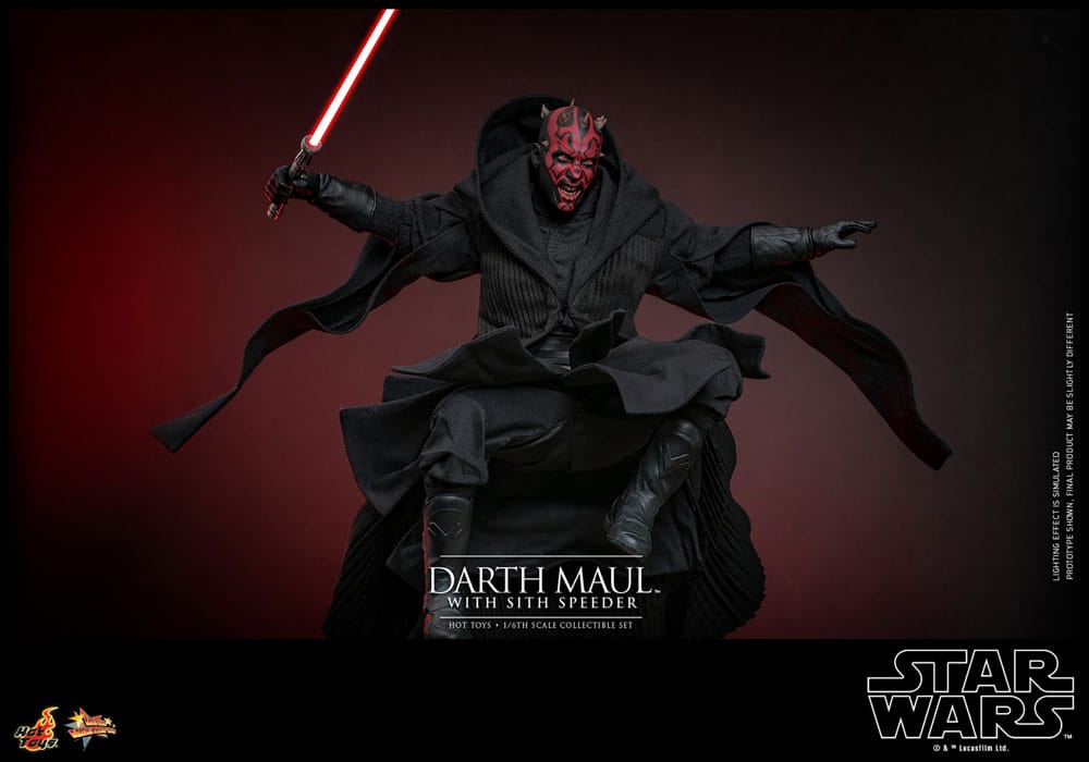 Star Wars Episodio I - Capolavoro del film - Action figure 1/6 di Darth Maul con Sith Speeder, 29 cm