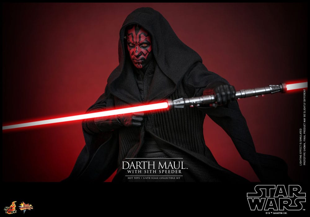 Star Wars Episodio I - Capolavoro del film - Action figure 1/6 di Darth Maul con Sith Speeder, 29 cm