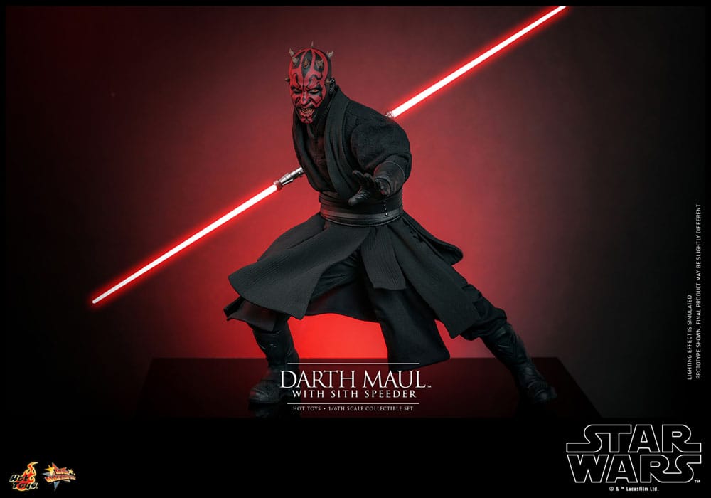 Star Wars Episodio I - Capolavoro del film - Action figure 1/6 di Darth Maul con Sith Speeder, 29 cm