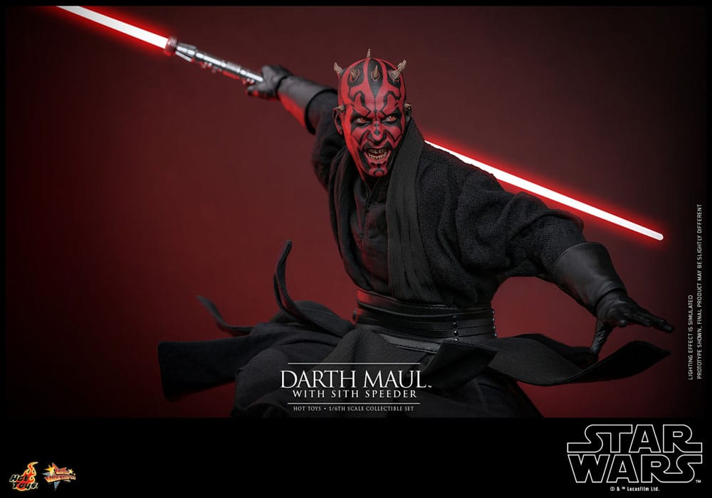 Star Wars Episodio I - Capolavoro del film - Action figure 1/6 di Darth Maul con Sith Speeder, 29 cm