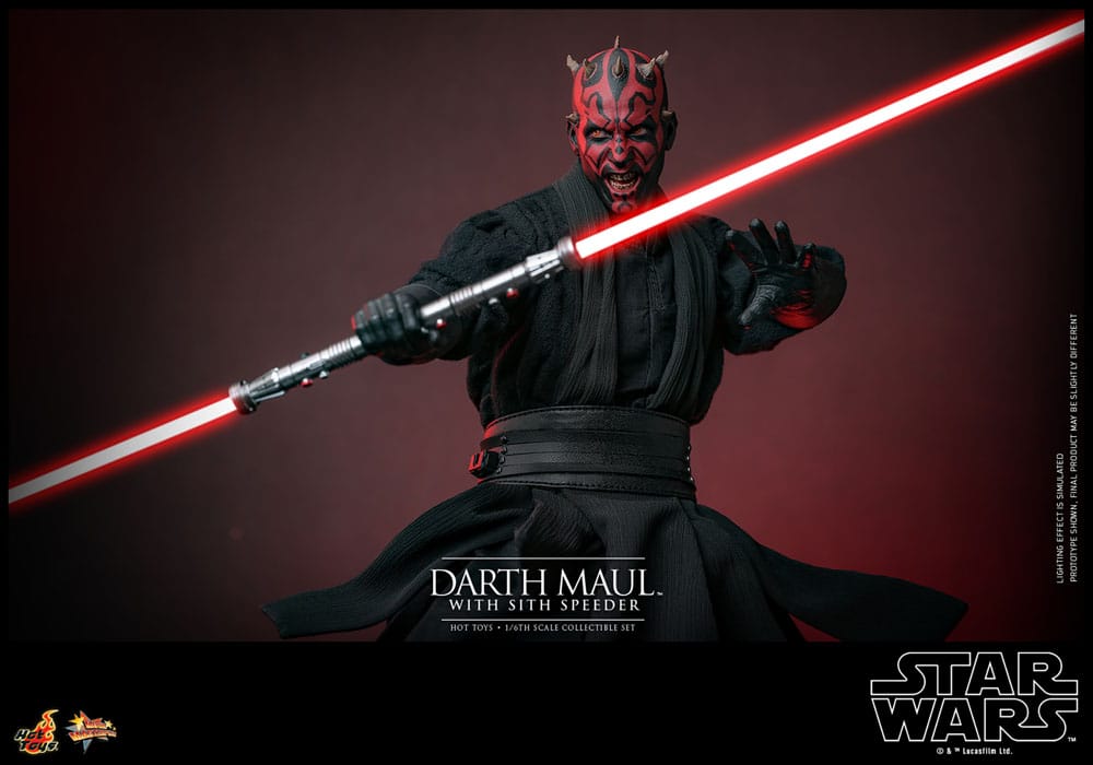 Star Wars Episodio I - Capolavoro del film - Action figure 1/6 di Darth Maul con Sith Speeder, 29 cm