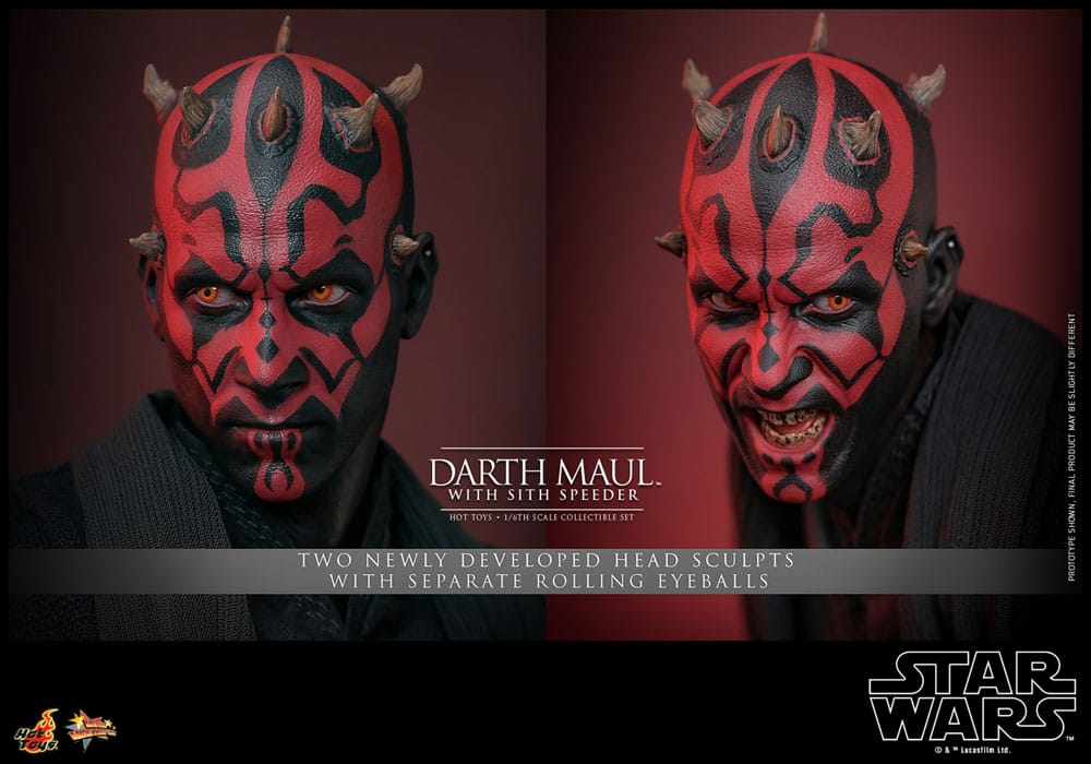 Star Wars Episodio I - Capolavoro del film - Action figure 1/6 di Darth Maul con Sith Speeder, 29 cm